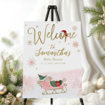 Santa Baby Christmas Girl Baby Shower Welcome Sign