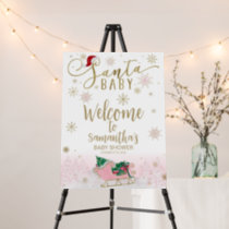 Santa Baby Christmas Girl Baby Shower Welcome Sign