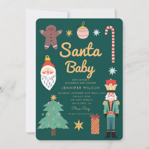 Santa Baby Christmas Holiday Baby Shower  Invitation