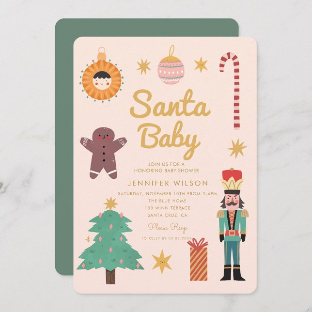Santa Baby Christmas Holiday Baby Shower  Invitation (Creator Uploaded)
