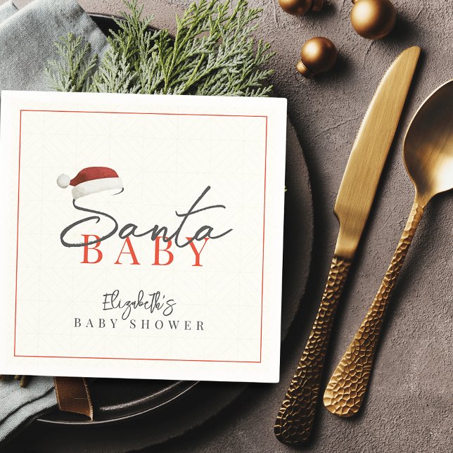 Santa Baby Christmas Holiday Minimal Baby Shower Napkins (Creator Uploaded)