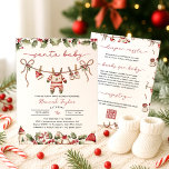Santa Baby Christmas QR Code Baby Shower Invitation<br><div class="desc">Celebrate the joy of the season and your new arrival with this festive Merry Little Baby Shower invitation. Designed with watercolor holly leaves, red berries, candy canes, and an adorable baby clothesline featuring Christmas pajamas, booties, and a Santa hat, this invitation is the perfect choice for a holiday baby shower....</div>
