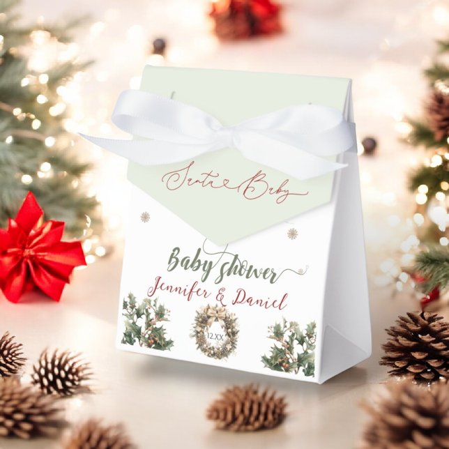 Santa Baby Christmas Red Green Winter Baby Shower  Favor Boxes (Creator Uploaded)