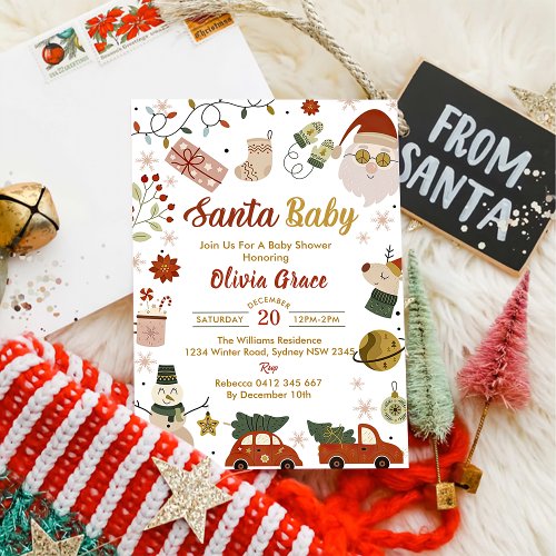 Santa Baby Christmas Santa Baby Shower Party  Invitation