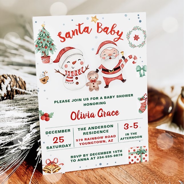 Santa Baby Christmas Snowman Baby Shower Party Invitation (Creator Uploaded)