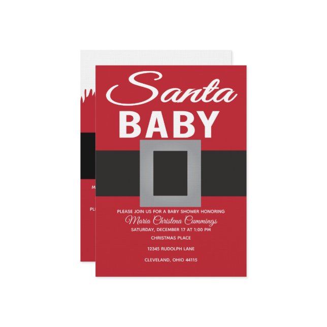 Santa Baby Christmas Time Baby Shower Invitation (Front/Back In Situ)