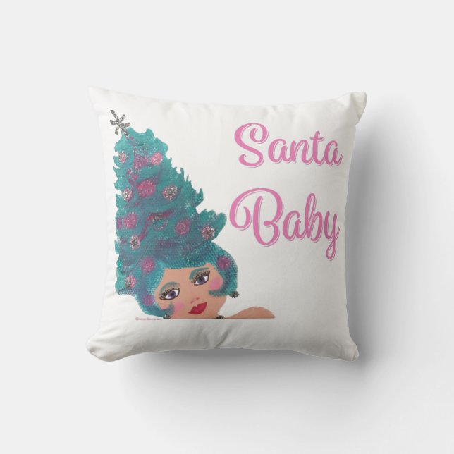 Santa Baby Christmas Tree Hair Pillow (Front)