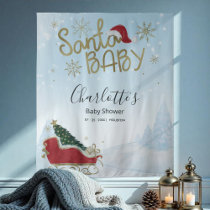 Santa Baby Christmas Winter Baby Shower Backdrop