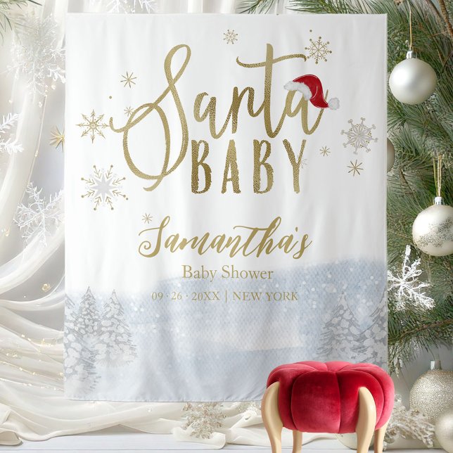Santa Baby Christmas Winter Baby Shower Backdrop (Creator Uploaded)