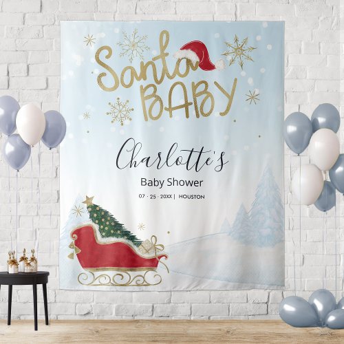 Santa Baby Christmas Winter Baby Shower Backdrop