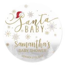 Santa Baby Christmas Winter Baby Shower Classic Round Sticker