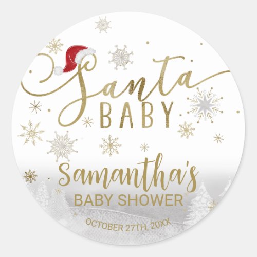 Santa Baby Christmas Winter Baby Shower Classic Round Sticker