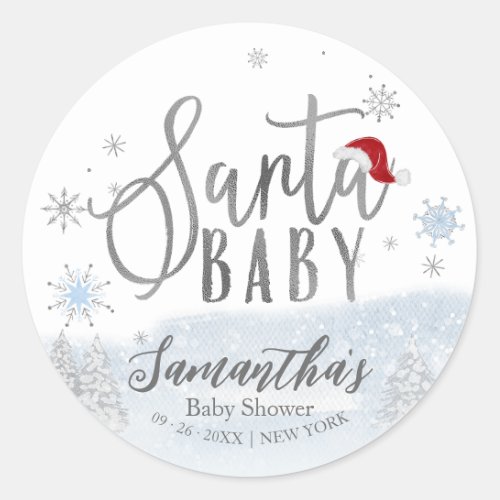 Santa Baby Christmas Winter Baby Shower Classic Round Sticker