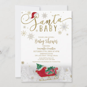 Santa Baby Christmas Winter Baby Shower Invitation