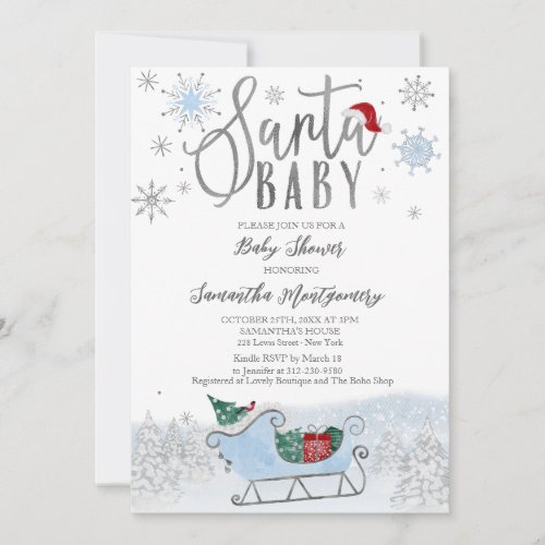 Santa Baby Christmas Winter Baby Shower Invitation
