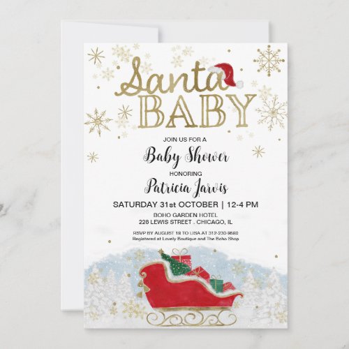 Santa Baby Christmas Winter Baby Shower Invitation