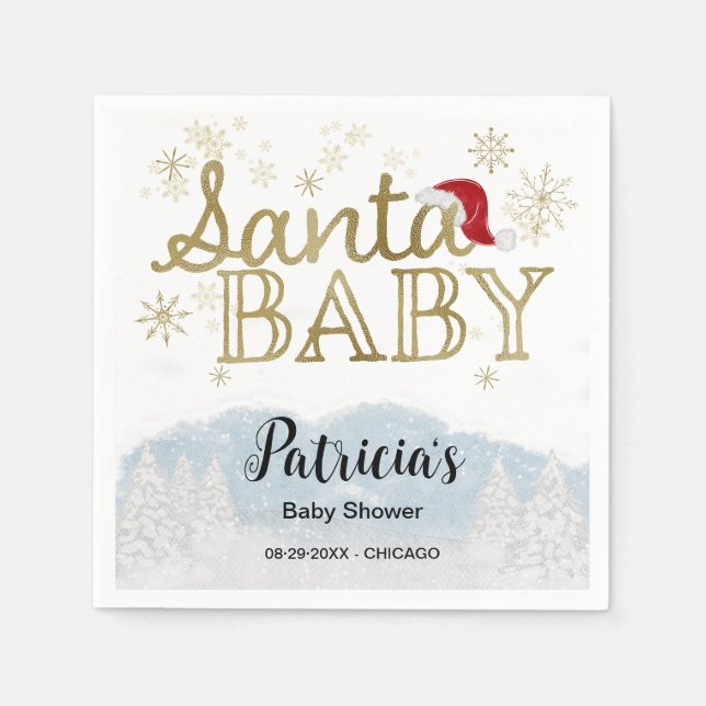 Santa Baby Christmas Winter Baby Shower Napkins (Front)