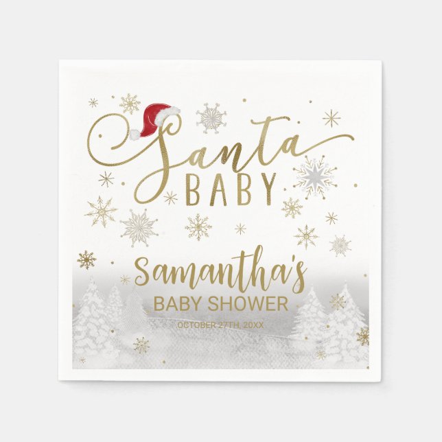 Santa Baby Christmas Winter Baby Shower Napkins (Front)