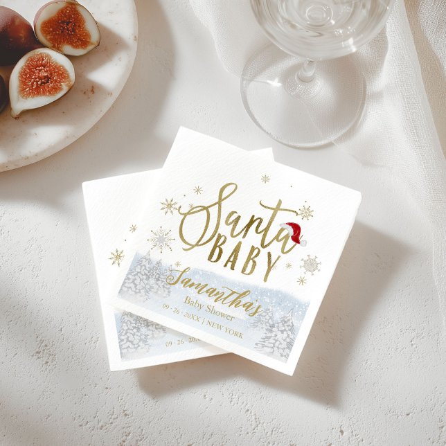 Santa Baby Christmas Winter Baby Shower Napkins (Creator Uploaded)