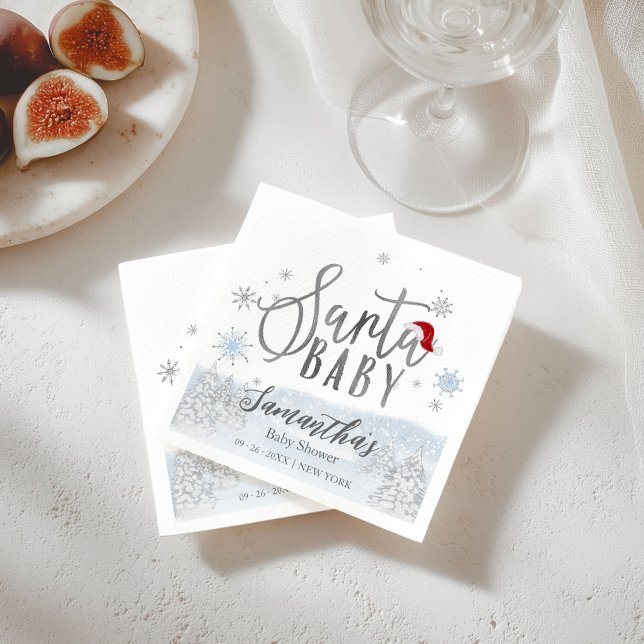 Santa Baby Christmas Winter Baby Shower Napkins (Creator Uploaded)