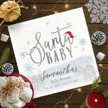 Santa Baby Christmas Winter Baby Shower Napkins<br><div class="desc">Adorable calligraphy with snowflakes,  winter-themed baby shower invitations. Easy to personalize with your details. Check the collection to find matching items as enclosure cards.</div>