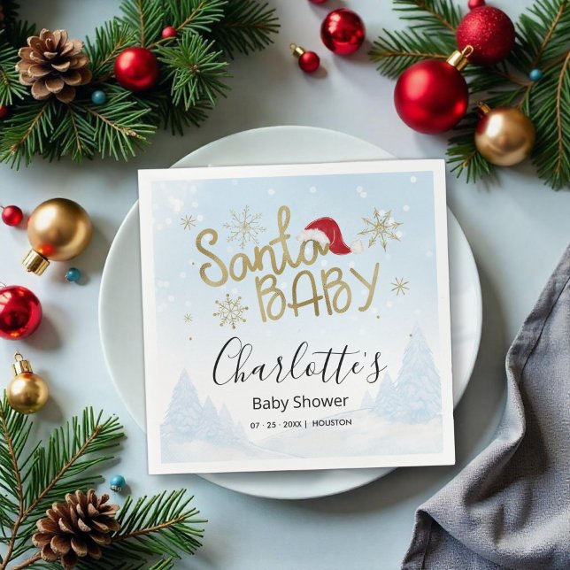 Santa Baby Christmas Winter Baby Shower Napkins (Creator Uploaded)