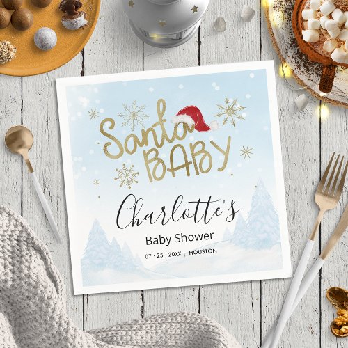 Santa Baby Christmas Winter Baby Shower Napkins