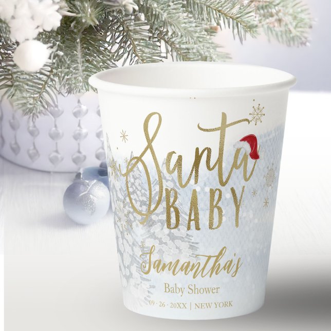 Santa Baby Christmas Winter Baby Shower Paper Cups (Creator Uploaded)