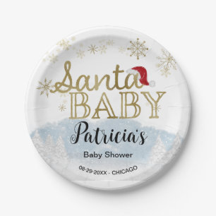 Santa Baby Christmas Winter Baby Shower Paper Plates
