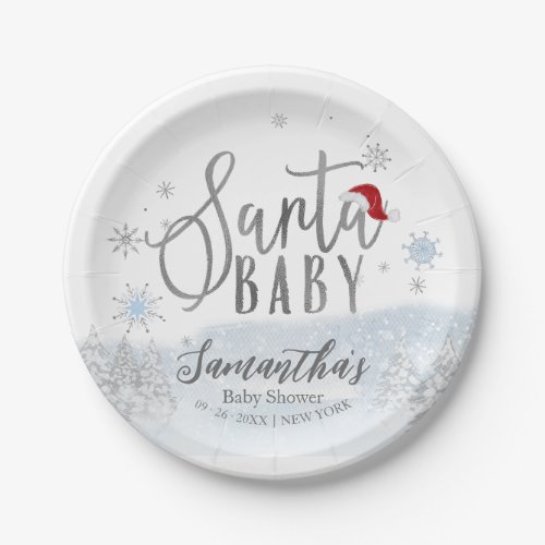 Santa Baby Christmas Winter Baby Shower Paper Plates