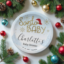 Santa Baby Christmas Winter Baby Shower Paper Plates