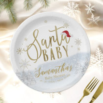 Santa Baby Christmas Winter Baby Shower Paper Plates