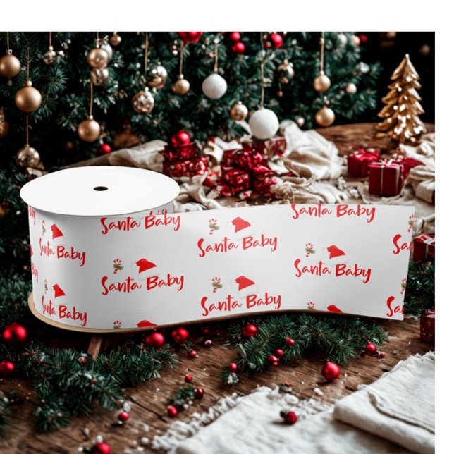 Santa Baby Christmas Winter Baby Shower Satin Ribbon (Creator Uploaded)