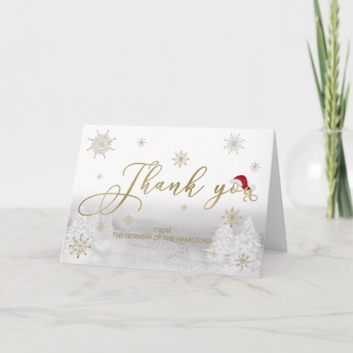 Santa Baby Christmas Winter Baby Shower Thank You  Card