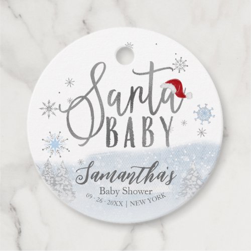 Santa Baby Christmas Winter Baby Shower Thank You Favor Tags