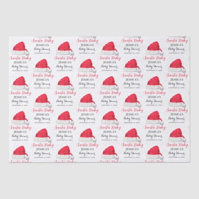 Santa Baby Christmas Winter Red Baby Shower  Tissue Paper (Front)