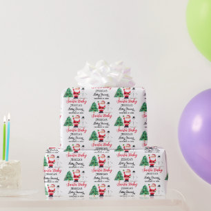 Santa Baby Christmas Winter Red Baby Shower  Wrapping Paper