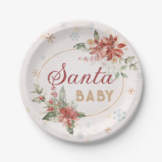 Santa Baby Christmas Winter Wonderland Party Food Paper Plates (Front)