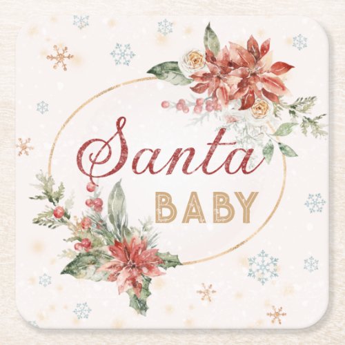 Santa Baby Christmas Winter Wonderland Party Glass Square Paper Coaster