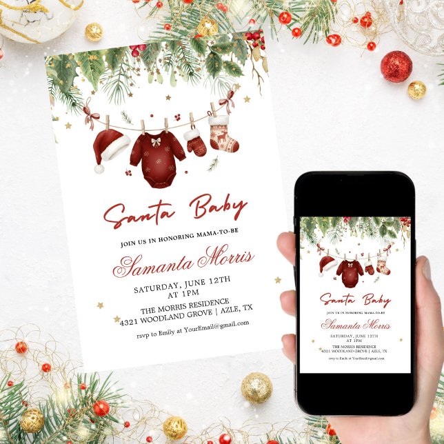 Santa Baby Clothes, Baby Laundry Shower Invitation (Creator Uploaded)