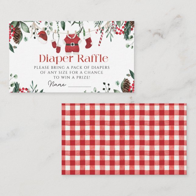 Santa Baby Clothes Christmas Winter diaper raffle Enclosure Card (Front/Back)