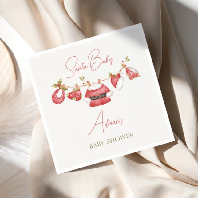 Santa Baby Clothes Winter Boy Baby Shower Napkins (Creator Uploaded)