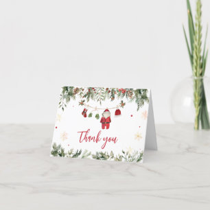 Santa Baby Clothes Winter Christmas Baby Shower Letterpress Thank You Card
