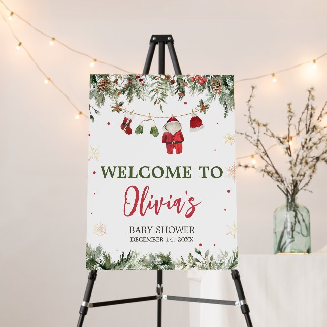 Santa Baby Clothes Winter Christmas Welcome Sign (In Situ (Stand))