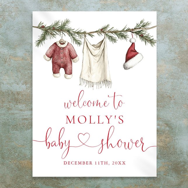 Santa Baby Clothesline Baby Shower Welcome Sign (Santa Baby Clothesline Baby Shower Welcome Sign)