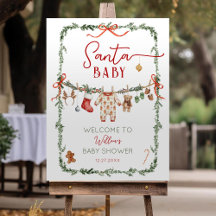Santa Baby Clothesline Baby Shower Welcome Sign