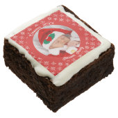 Santa Baby Custom Your Photo Snowflakes in Red SQ Brownie (Angled)