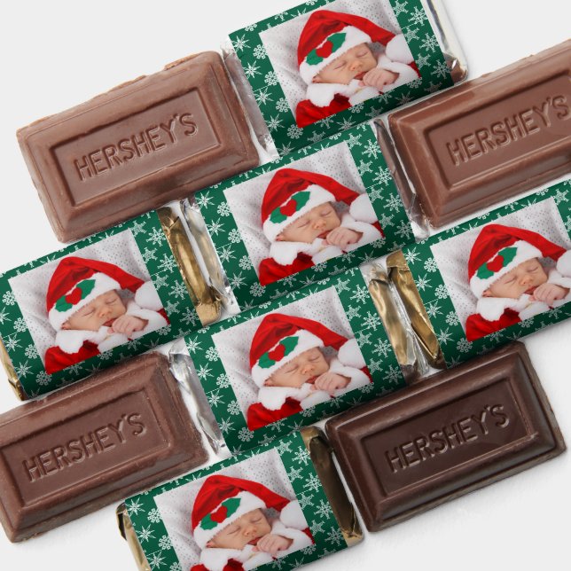 Santa Baby Custom Your Photo Snowflakes with Green Hershey's Miniatures (Assorted)