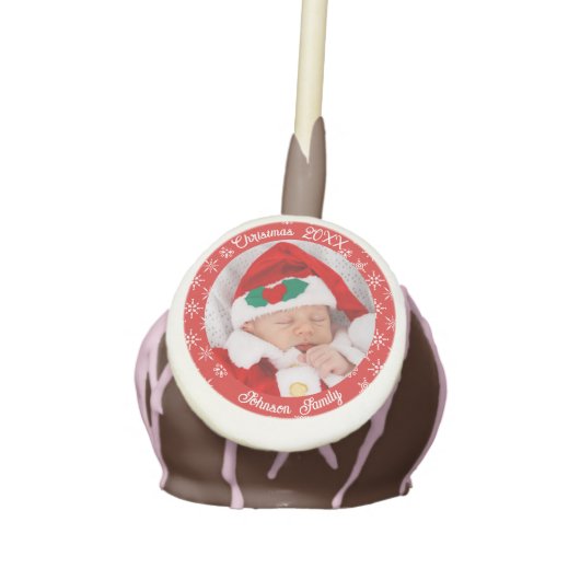 Santa Baby Custom Your Photo Snowflakes with Red Cake Pops (Front)