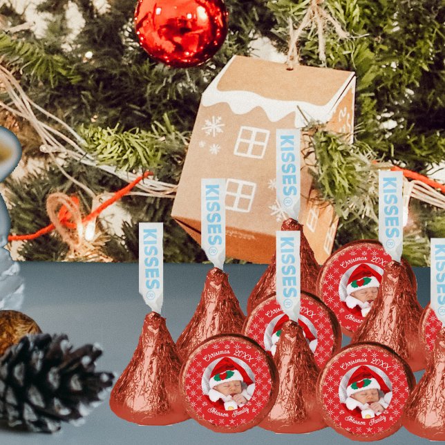 Santa Baby Custom Your Photo Snowflakes with Red Hershey®'s Kisses® (Creator Uploaded)